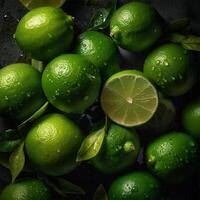 une bouquet de citrons verts génératif ai généré photo