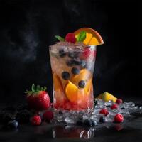 une verre de fruit génératif ai généré photo