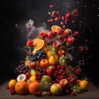 une grand pile de fruit génératif ai généré photo