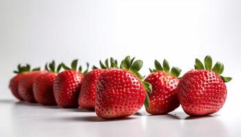 Frais mûr des fraises sur blanc Contexte. génératif ai photo