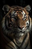 tigre tête portrait, établi avec génératif ai photo