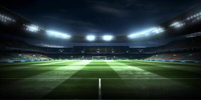 le stade dans nuit temps avec ai généré. photo