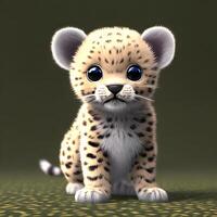 mignonne minuscule peu léopard lionceau , génératif ai photo