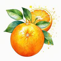 Frais aquarelle Orange fruit. illustration ai génératif photo