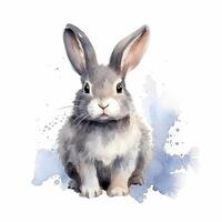 mignonne aquarelle gris lapin. illustration ai génératif photo