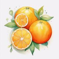 Frais aquarelle Orange fruit. illustration ai génératif photo