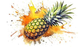 ananas aquarelle. illustration ai génératif photo