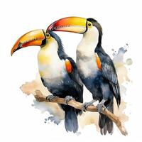 aquarelle toucan, illustration ai génératif photo