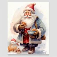 mignonne aquarelle Père Noël claus. illustration ai génératif photo
