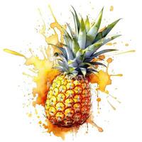 ananas aquarelle. illustration ai génératif photo