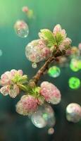 une bouquet de bulles flottant sur Haut de une arbre branche. génératif ai. photo