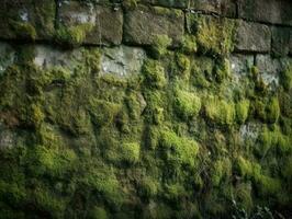 vieux moussu vert texturé mur Contexte photo