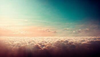 un avion est en volant haute au dessus le des nuages. génératif ai. photo