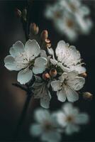 proche en haut de une bouquet de blanc fleurs. génératif ai. photo