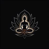 logo de yoga. lotus fleur logo avec Humain silhouette. ai généré. photo