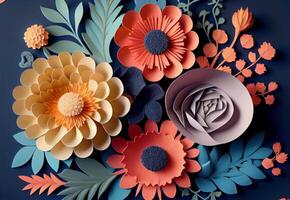 coloré papier fleurs. ai généré photo