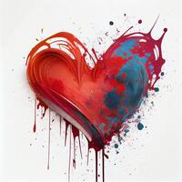 rouge cœur forme sur isolé blanc Contexte. valentines journée et romance concept. numérique art illustration thème. génératif ai photo