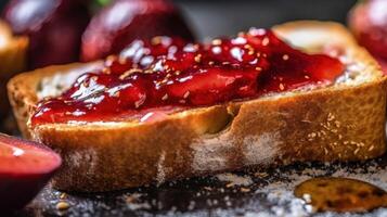 pain grillé avec Frais prune confiture illustration ai génératif photo