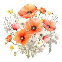 aquarelle coquelicot fleur. illustration ai génératif photo