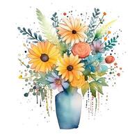 aquarelle fleur bouquet. illustration ai génératif photo