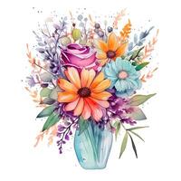 aquarelle fleur bouquet. illustration ai génératif photo
