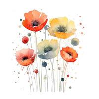 aquarelle coquelicot fleur. illustration ai génératif photo