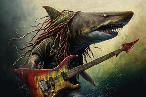reggae rasta requin illustration génératif ai photo