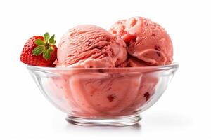 scoop de fraise la glace crème isolé sur blanc Contexte illustration génératif ai photo