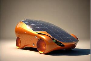 solaire panneau voiture de le futur éco subtilité concept éco ev voiture ou électrique Puissance voiture et solaire cellules pour électricité génération illustration génératif ai photo