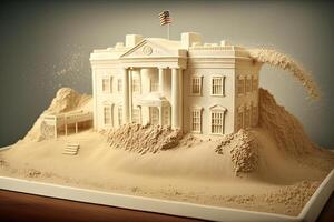 blanc maison dans Washington dc fabriqué de le sable illustration génératif ai photo