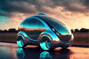 sphérique brillant voiture de le futur illustration génératif ai photo