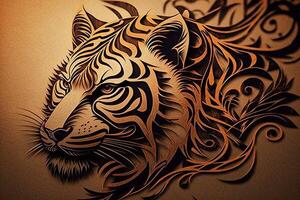 tigre tribal tatouage illustration génératif ai photo