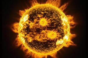 ultra proche en haut détail image de le Soleil illustration génératif ai photo