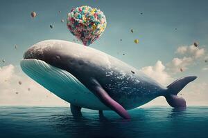 baleine fabriqué de des ballons illustration génératif ai photo