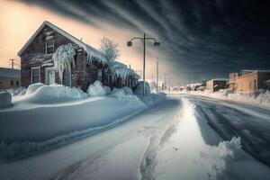 très du froid temps dans Amérique paysage uni États dans hiver illustration génératif ai photo