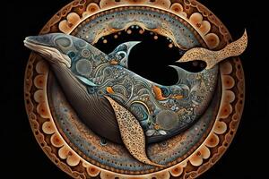 baleine animal mandala fractale illustration génératif ai photo