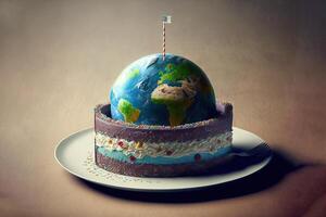 monde gâteau journée illustration génératif ai photo