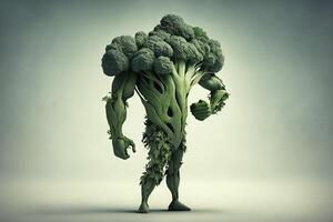 brocoli Humain forme légume Créatif régime nourriture en bonne santé en mangeant concept photo de Humain fabriqué de Frais des fruits et des légumes illustration génératif ai