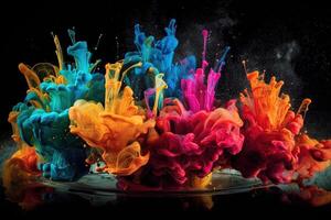 éclater de coloré des peintures exploser en dehors de leur tubes illustration génératif ai photo