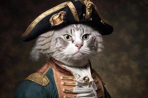chat comme George Washington Président de uni États de Amérique célèbre historique personnage portrait illustration génératif ai photo