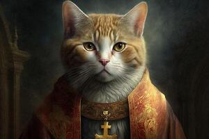 chat comme Saint portrait à la recherche à vous illustration génératif ai photo