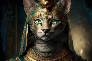 chat comme Cléopâtre égyptien reine illustration génératif ai photo