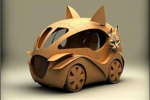 voiture en forme de comme une chat illustration génératif ai photo