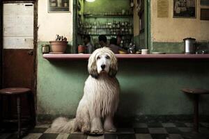 chien à le coiffeur illustration génératif ai photo