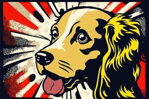 mignonne chien dans coloré pop art illustration génératif ai photo