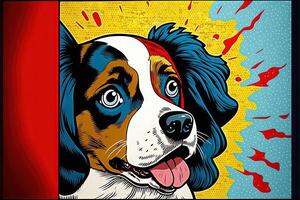 mignonne chien dans coloré pop art illustration génératif ai photo