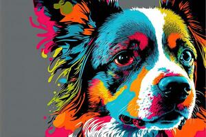 mignonne chien dans coloré pop art illustration génératif ai photo