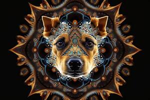 chien animal mandala fractale illustration génératif ai photo
