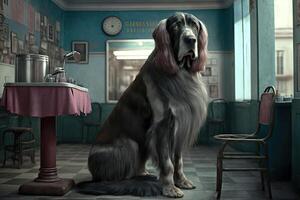 géant chien à le coiffeur illustration génératif ai photo