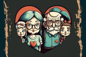 vieux et Jeune les amoureux l'amour Valentin journée concept illustration génératif ai photo